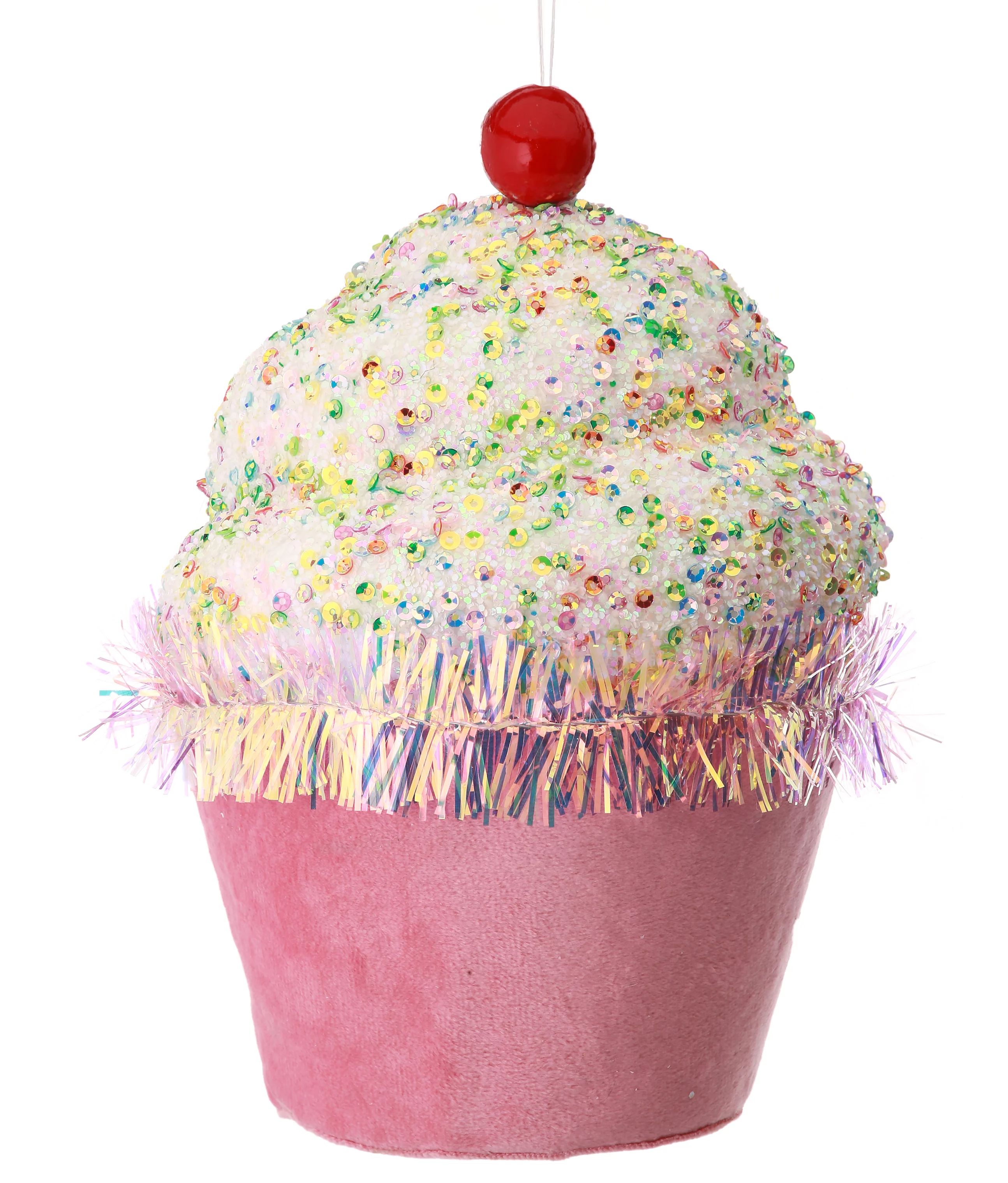 Regency International 7" Sprinkles Tinsel Cupcake Ornament | Walmart (US)
