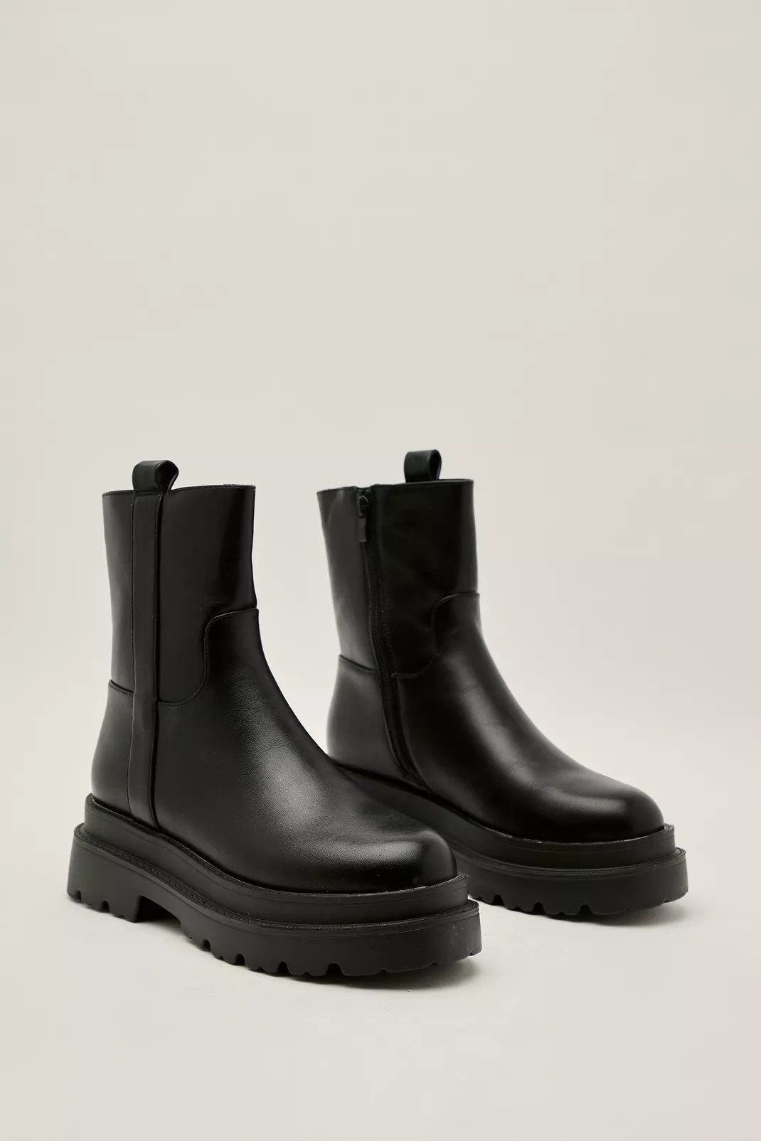 Faux Leather Chunky Sole Boots | Nasty Gal (US)
