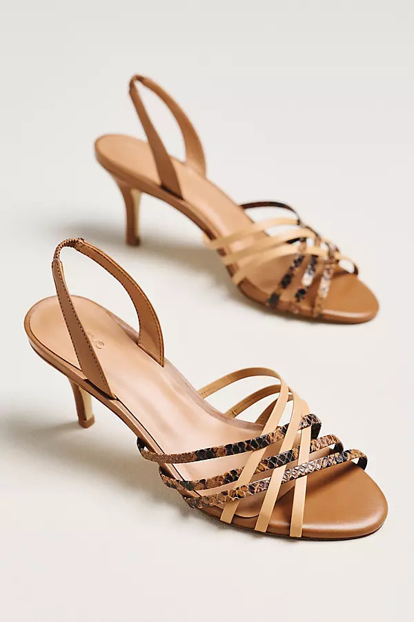Maeve Colorblock Cross-Strap Heels | Anthropologie (US)