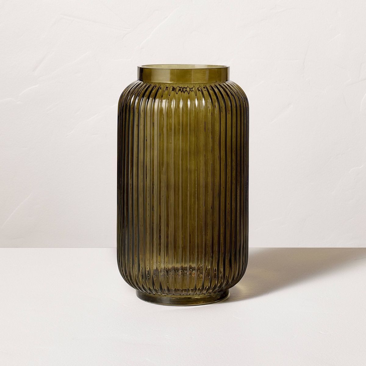 12" Ribbed Glass Jug Vase Dark Green - Hearth & Hand™ with Magnolia | Target