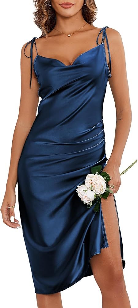 Ekouaer Women's Nightgown Satin Slip Dress Sexy Lingerie Sleepwear Long Slip Silk Midi Dress Spag... | Amazon (US)