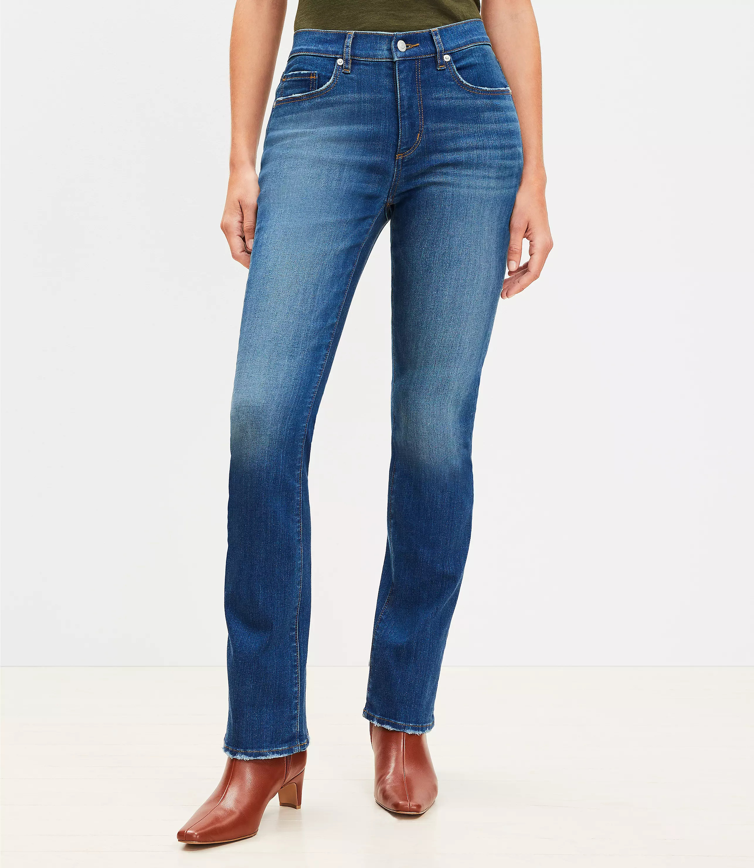 Curvy Mid Rise Boot Jeans in Classic Mid Wash | LOFT