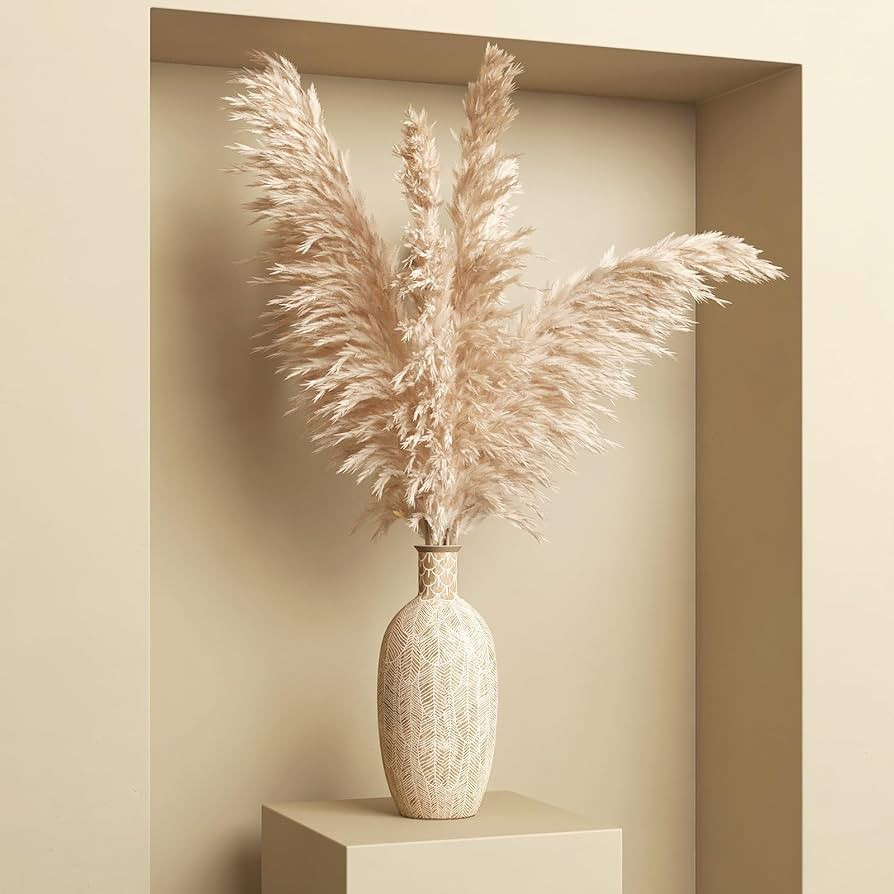 Opps Dried Pampas Grass Decor, 10PCS Boho Flowers Artificial for Decoration, 46'' Tall Fluffy Pam... | Amazon (US)