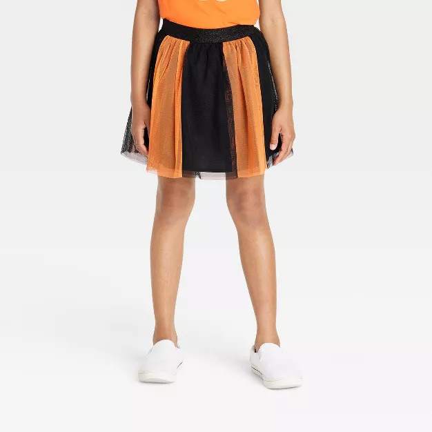 Girls' Halloween Tutu Skirt - Cat & Jack™ Black/Orange | Target