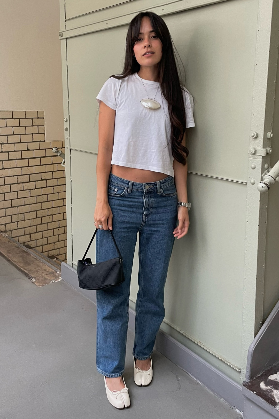 baby tee with cropped denim jeans, maison margiela tabi ballet pumps, gucci boat bag and vintage shell necklace

#LTKeurope