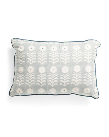 Block Print Floral Pillow With Contrast Piping | Throw Pillows | Marshalls | Marshalls