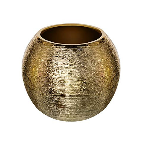 Royal Imports Flower Glass Ceramic Vase Decorative Centerpiece for Home or Wedding- Etched Bubble Ball Shape, 6"x5", Gold | Amazon (US)