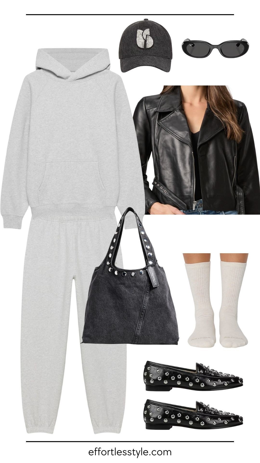 A studded loafer instantly elevates a grey sweatsuit. Add a black leather jacket and the whole look gives a polished, street smart edge making it feel intentional and fashion forward.



#LTKootd #LTKgrwm #LTKSeasonal