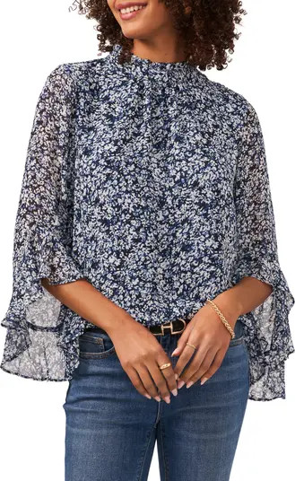 Floral Mock Neck Blouse | Nordstrom