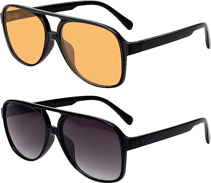 Vintage Aviator Sunglasses for Women Men 70s Classic Retro Large Sunglasses | Amazon (US)