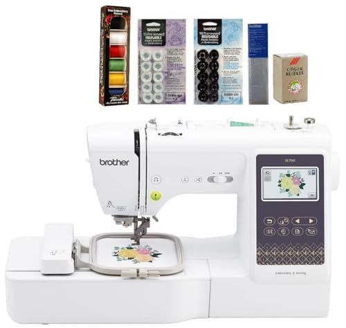 Brother SE700 Sewing and Embroidery Machine, 6-Piece Thread Set, 20 Bobbins, 100-Piece 75/11 Embroidery Needles, Stabilizer Roll | Amazon (US)