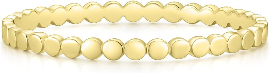 Mameloly 14K Gold Plated Wedding Bands for Women Dainty Thin Dot Ring | Amazon (US)