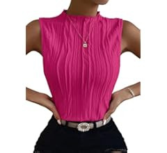 Verdusa Women's Sleeveless Mock Neck Textured Tank Top | Amazon (US)