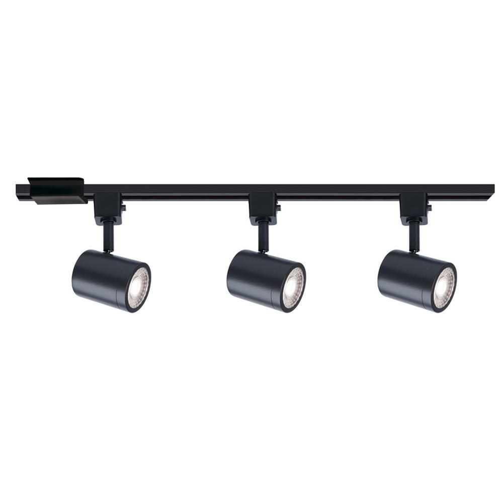 WAC Lighting Charge 48 in. 3-Light Black LED ENERGY STAR Track Lighting Kit with Floating Canopy Fee | The Home Depot