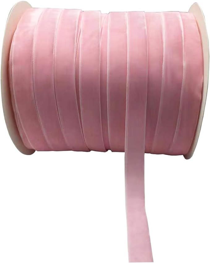 10 Yards Velvet Ribbon Spool (Pink, 5/8") | Amazon (US)