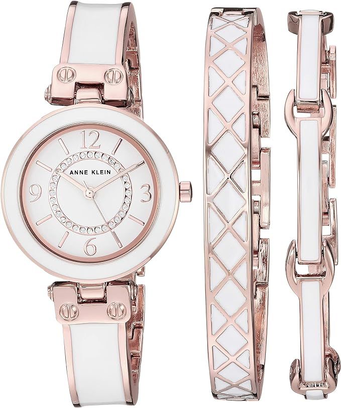 Anne Klein Women's Glitter Accented Bangle Watch and Bracelet Set, AK/3296 | Amazon (US)