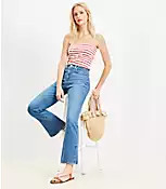 Vent Hem High Rise Kick Crop Jeans in Medium Vintage Indigo Wash | LOFT