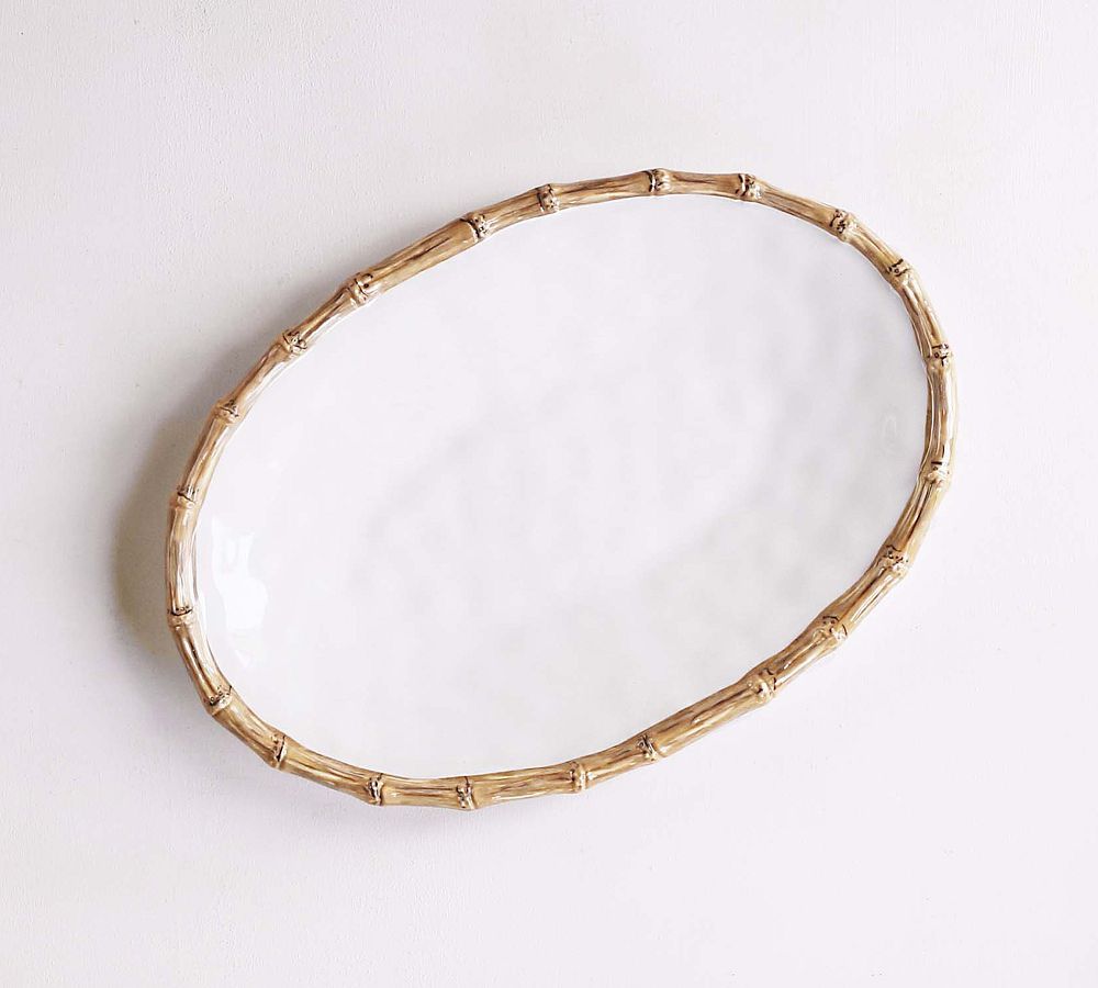 Bamboo Outdoor Melamine Oval Platter | Pottery Barn (US)