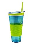 Snackeez Travel Snack & Drink Cup with Straw, Blue | Amazon (US)