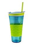 Snackeez Travel Snack & Drink Cup with Straw, Blue | Amazon (US)