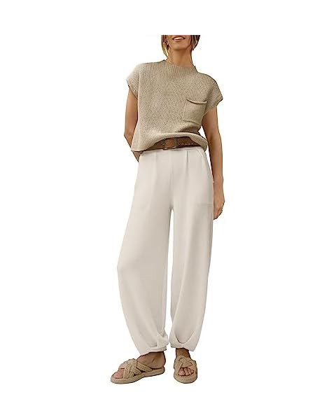 Tanming Women's 2 Piece Outfits Sweater Sets Knit Pullover Tops and High Waisted Pants Lounge Set... | Amazon (US)