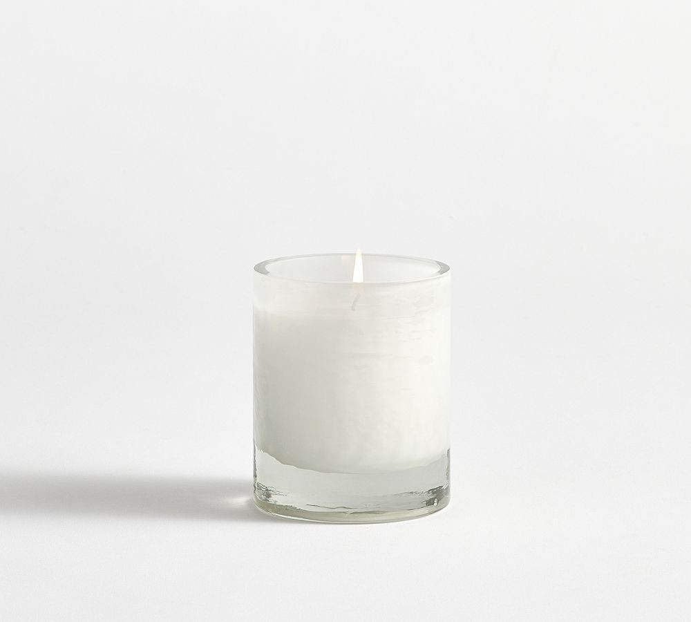 Hammered Glass Scented Candle - Bergamot &amp; White Oak | Pottery Barn (US)