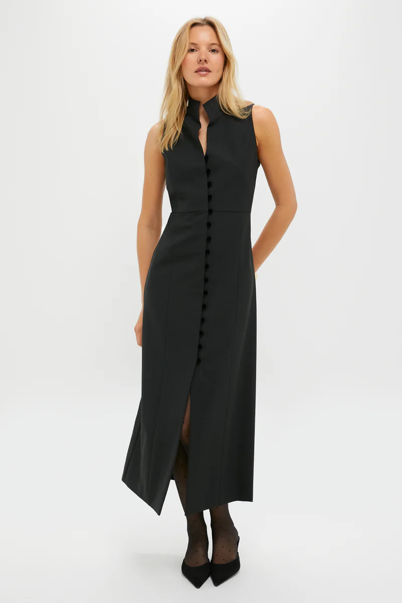 Black Velvet Button Leighton Dress | Tuckernuck (US)