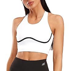 Move With You Women High Neck Longline Sports Bra Running Removable Padded Yoga Tank Tops | Amazon (US)