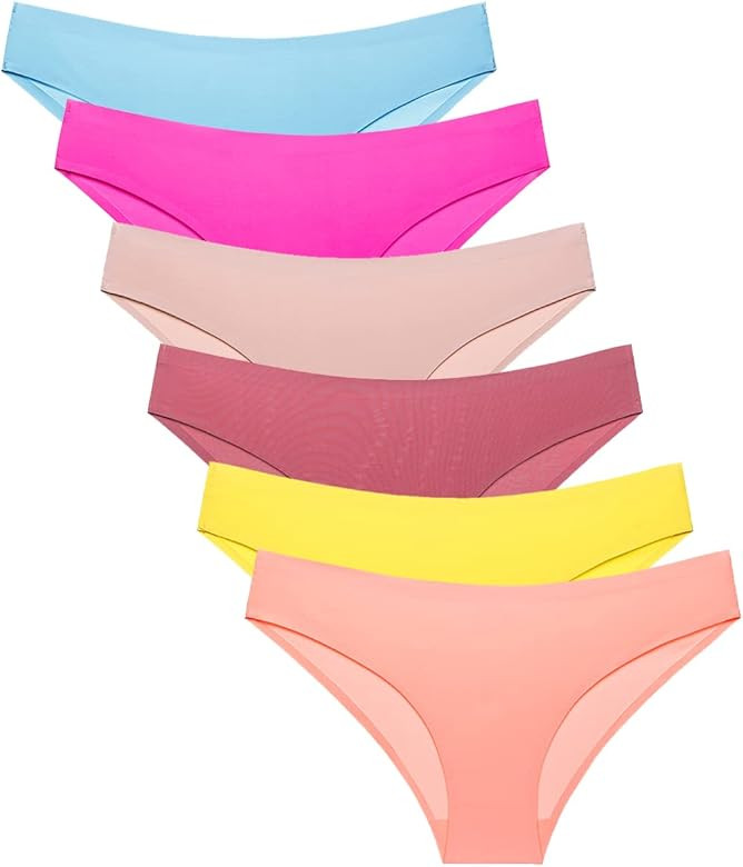 COSOMALL 6 Pack Women's Invisible Seamless Bikini Underwear Half Back Coverage Panties | Amazon (US)