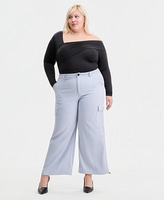 Bar III Trendy Plus Size Cargo Drawcord-Hem Pants, Macy's Exclusive - Macy's | Macy's