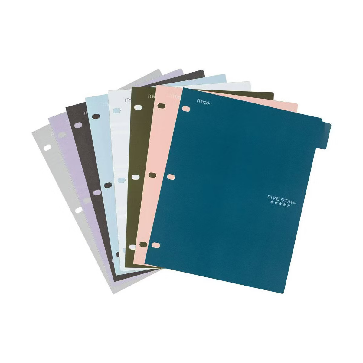 8ct Mead Five Star 3-hole Punched Color Pop Reversible Tab Divider Set: Multicolor Polypropylene ... | Target