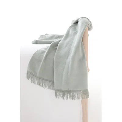 Windsor Fleece Fringed Cotton Throw Color: Ocean | Wayfair North America
