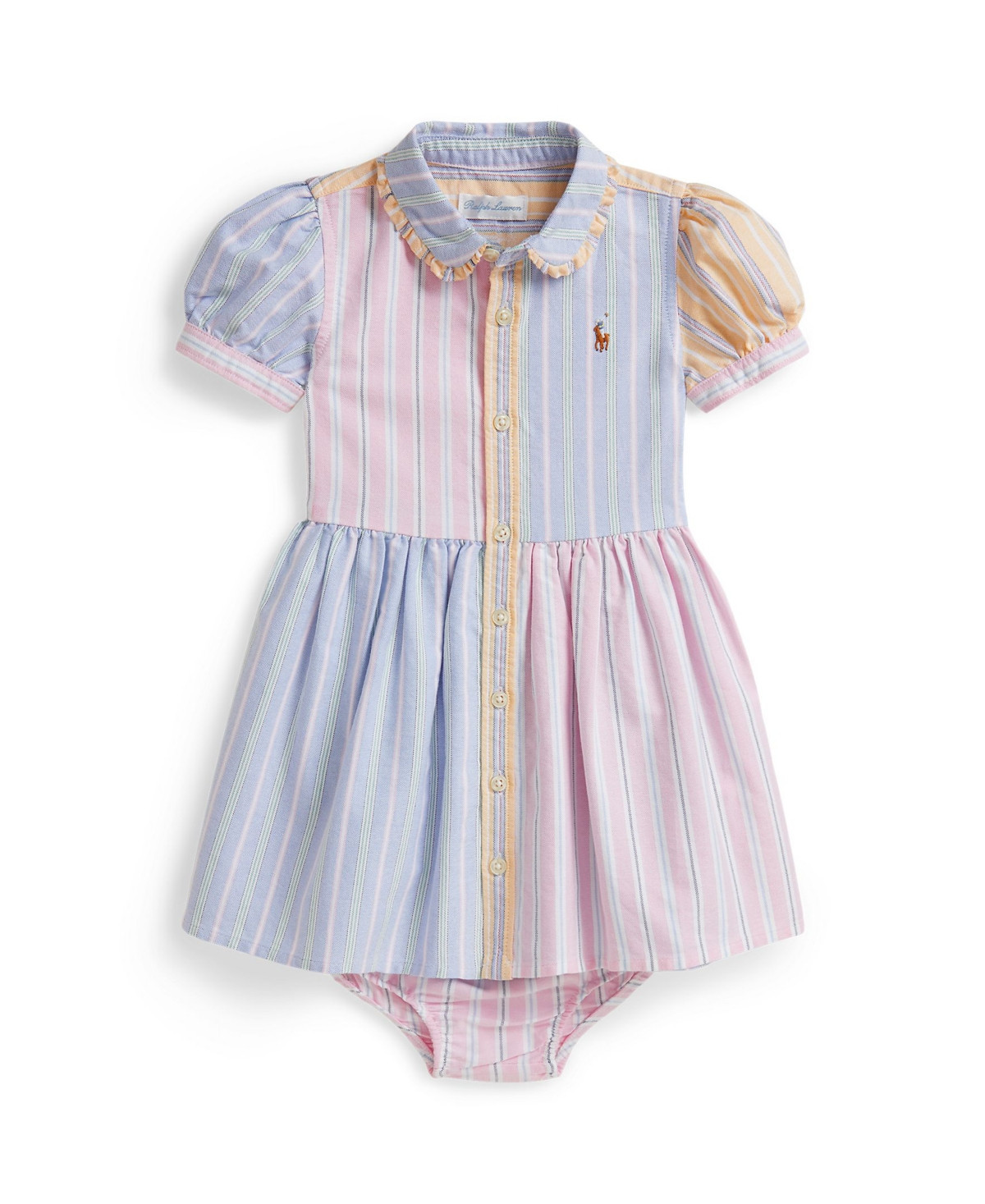Polo Ralph Lauren Baby Girls' Striped Fun Shirt Dress and Bloomers - Blue Pink Yellow Multi | Macy's