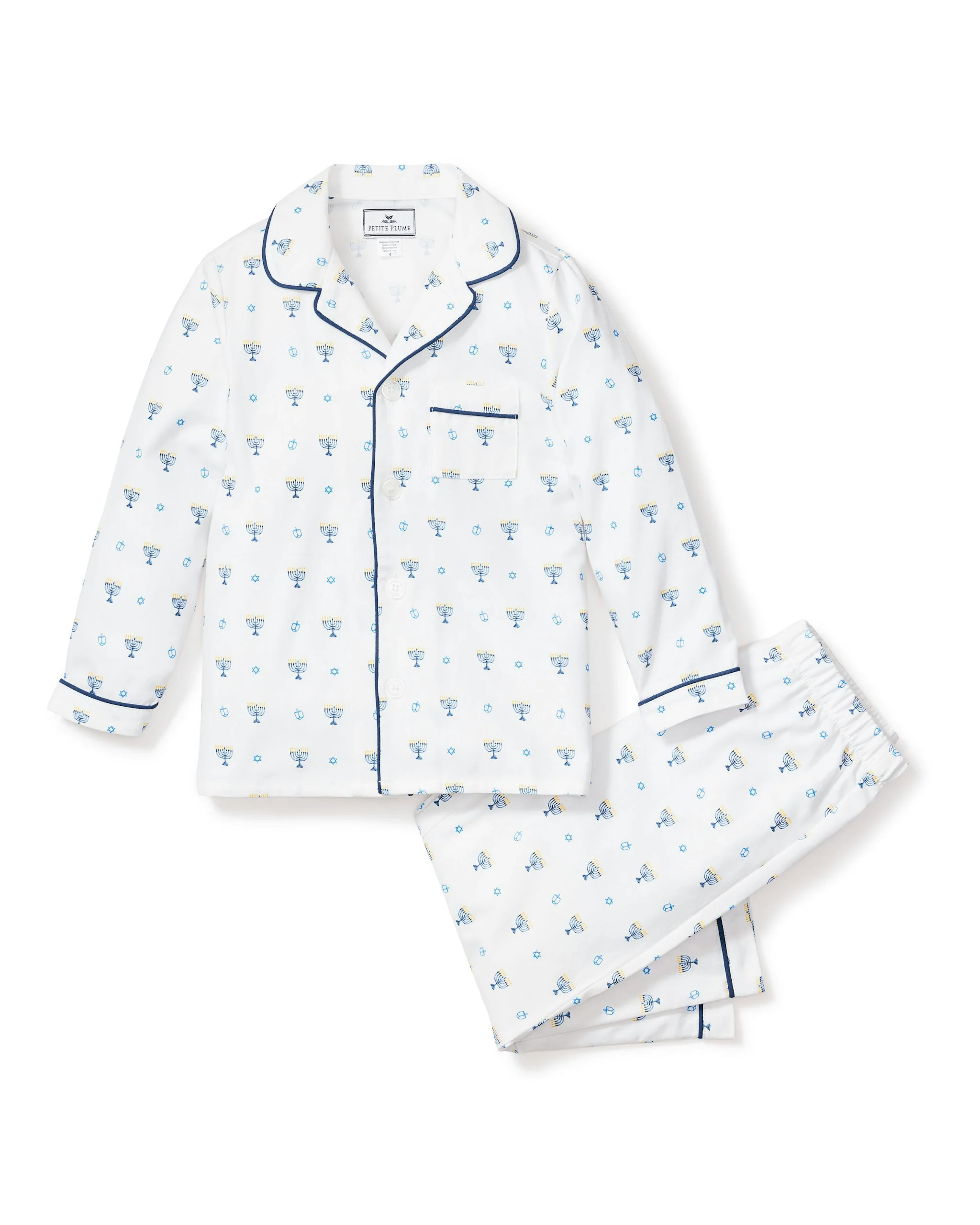 Kid's Twill Pajama Set in Happy Hanukkah | Petite Plume
