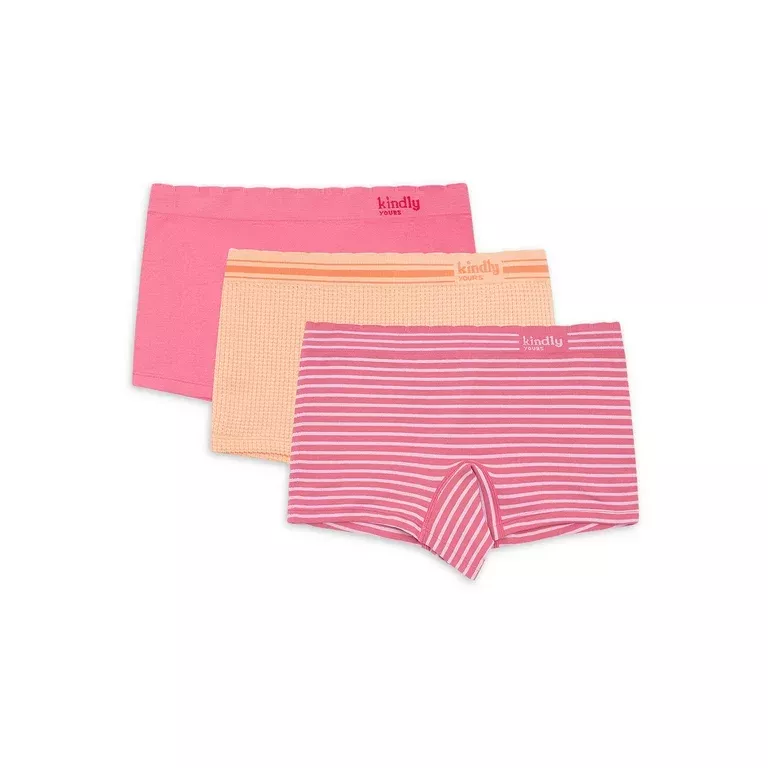 Kindly Yours Women’s Sustainable Cotton Boyshort Underwear, 3-Pack