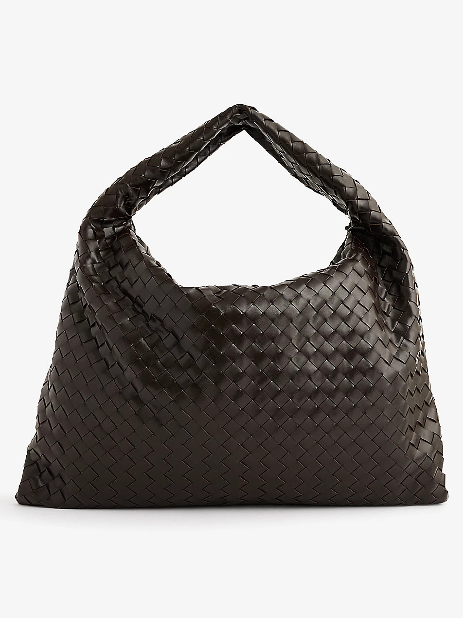 Intrecciato-weave medium leather hobo bag | Selfridges