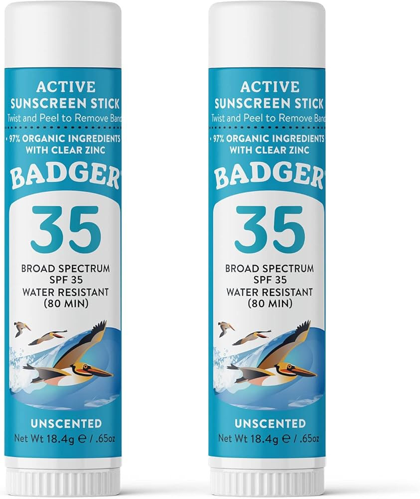 Badger Face Sunscreen Stick SPF 35 with Mineral Zinc Oxide, Travel Size Sunscreen, 97% Organic In... | Amazon (US)