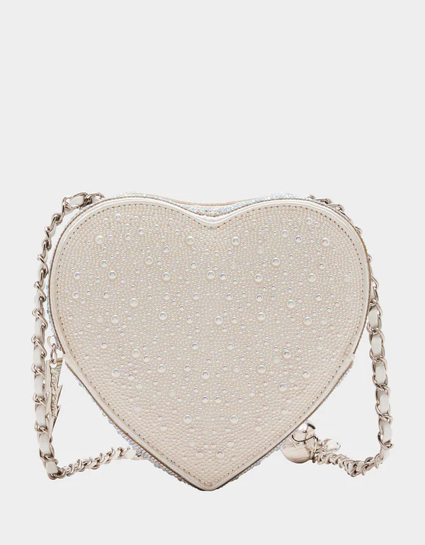 PEARL HEART SPARKLER CROSSBODY SILVER | Betsey Johnson