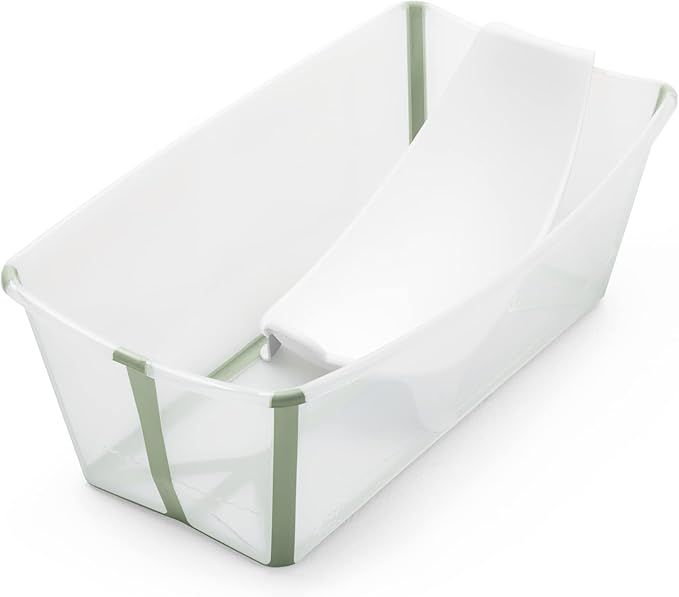 Stokke Flexi Bath Bundle, Transparent Green - Foldable Baby Bath + Newborn Support - Durable & Ea... | Amazon (UK)