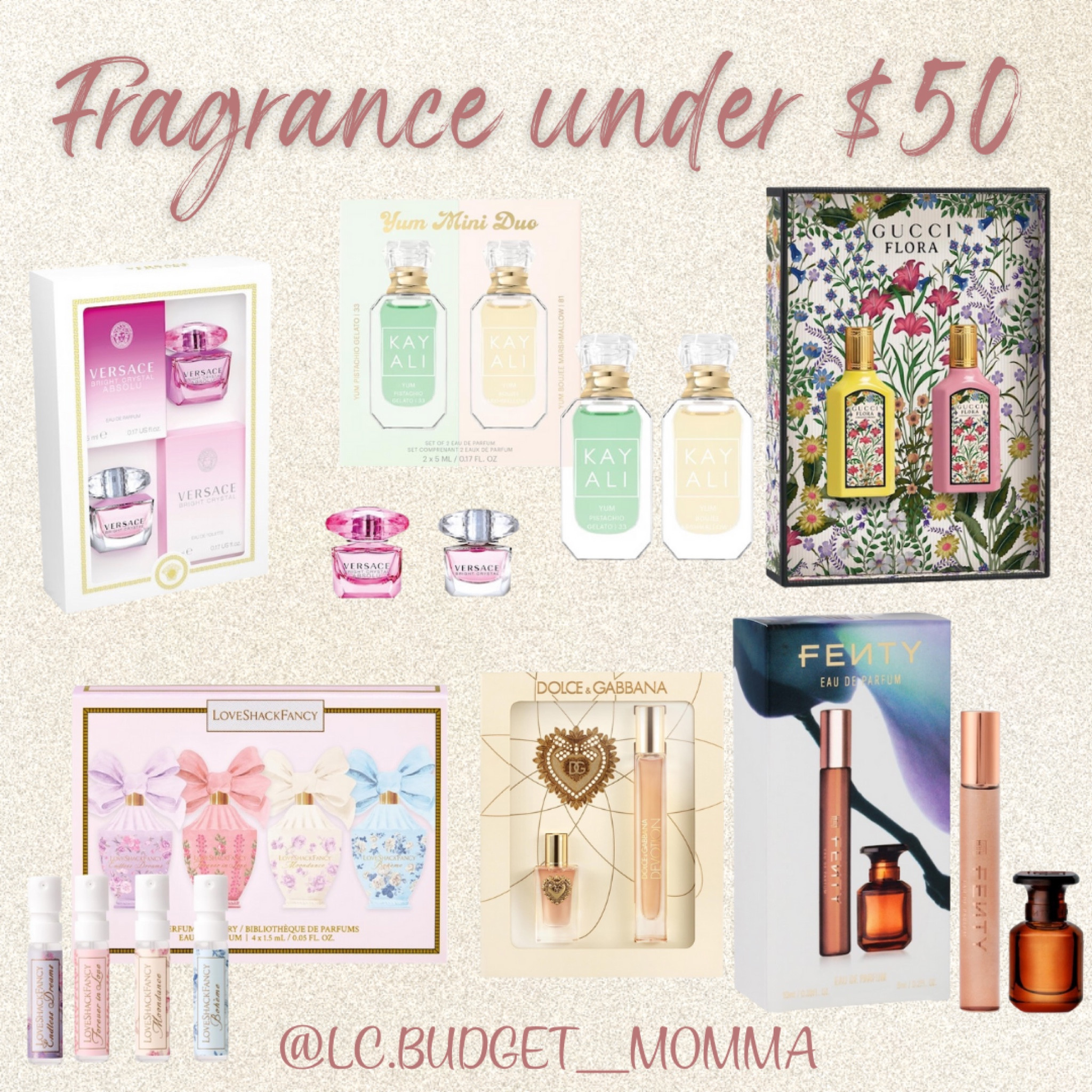 Fragrance Sets Under $50 

#giftidea #giftideasforher #giftsforher #perfume #fragrance #perfumesets #guccis #fenty #loveshackfancy #versace #dolceandgabbana #kayali #sephora 

#LTKMostLoved #LTKGiftGuide #LTKFindsUnder50