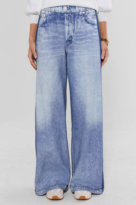 Maeve Green Stripe Wide Leg Track Pants | Avara