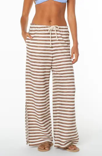 Roxy Beach Breeze Stripe Drawstring Waist Stretch Cotton Pants | Nordstrom | Nordstrom