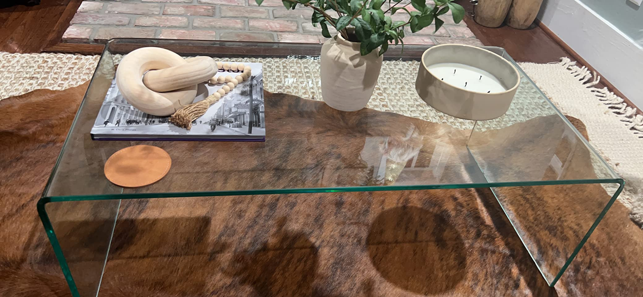 Premium Tempered Glass Coffee Table,Clear Coffee Table, Small Modern Coffee Table for Living Room... | Amazon (US)