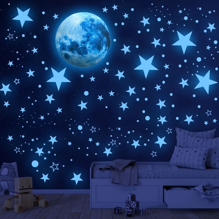 Neasyth Glow in The Dark Stars Stickers for Ceiling, 1108 Pcs Moon and Stars Wall Decals (Sky Blu... | Walmart (US)