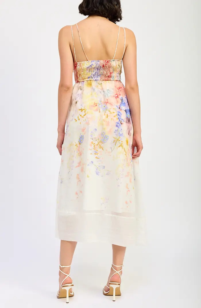 En Saison Taylorann Floral Tie Strap Midi Dress | Nordstrom | Nordstrom