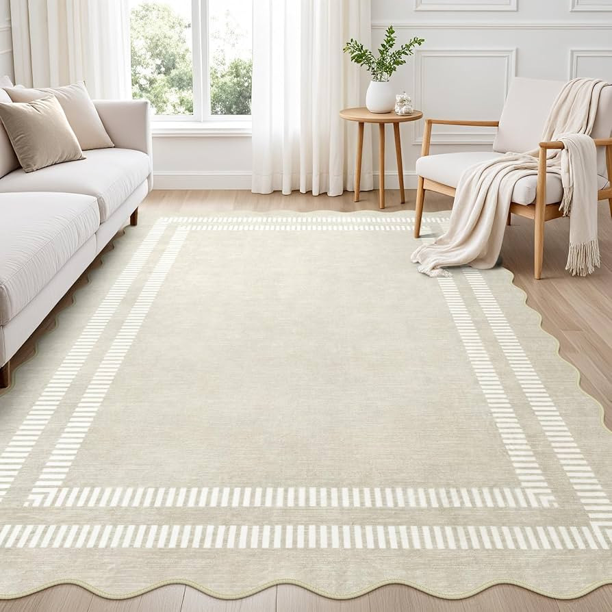 Area Rugs 5x7 Living Room Washable Modern Rug, Neutral Beige Soft Non Slip Rugs Ultra-Thin Indoor... | Amazon (US)
