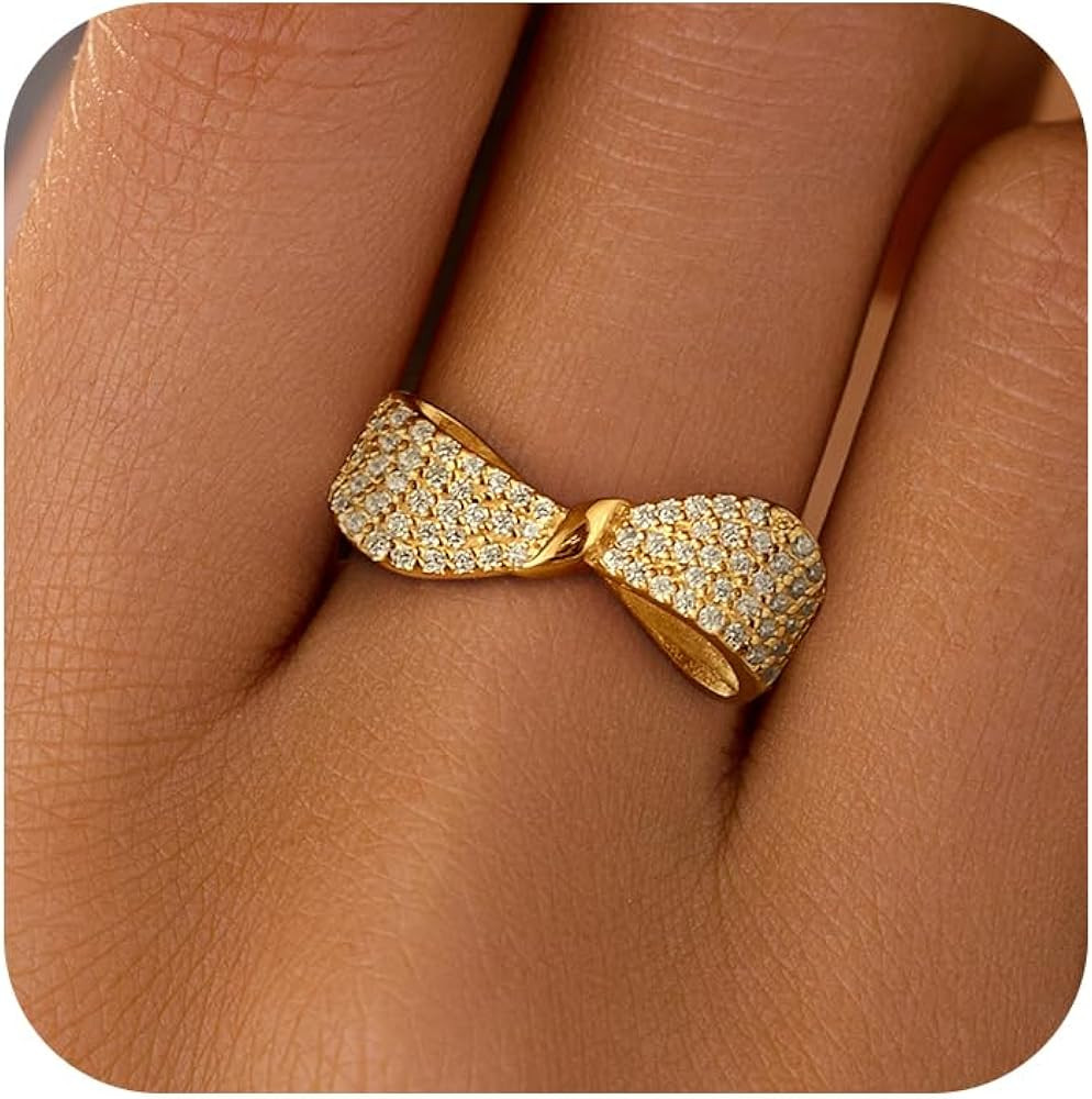 925 Sterling Silver Dainty Bow Rings for Women Infinity Knot Cubic Zirconia Ring Promise Rings fo... | Amazon (US)