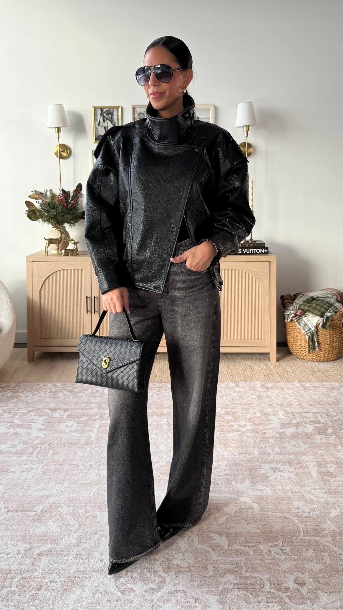 The black denim sweatpants are worth their price in gold- I can’t recommend enough. Insanely soft and comfortable. 
Size down if between 
Viral Zara Pebbled faux leather jacket is my most worn jacket. The funnel neck is Stunning!  Wearing a small 

#LTKU #LTKHoliday #LTKOver40 #LTKFindsUnder50 #LTKFindsUnder100