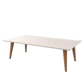 Manhattan Comfort Utopia 41 in. Off-White/Maple Cream Large Rectangle Wood Coffee Table with Spla... | The Home Depot