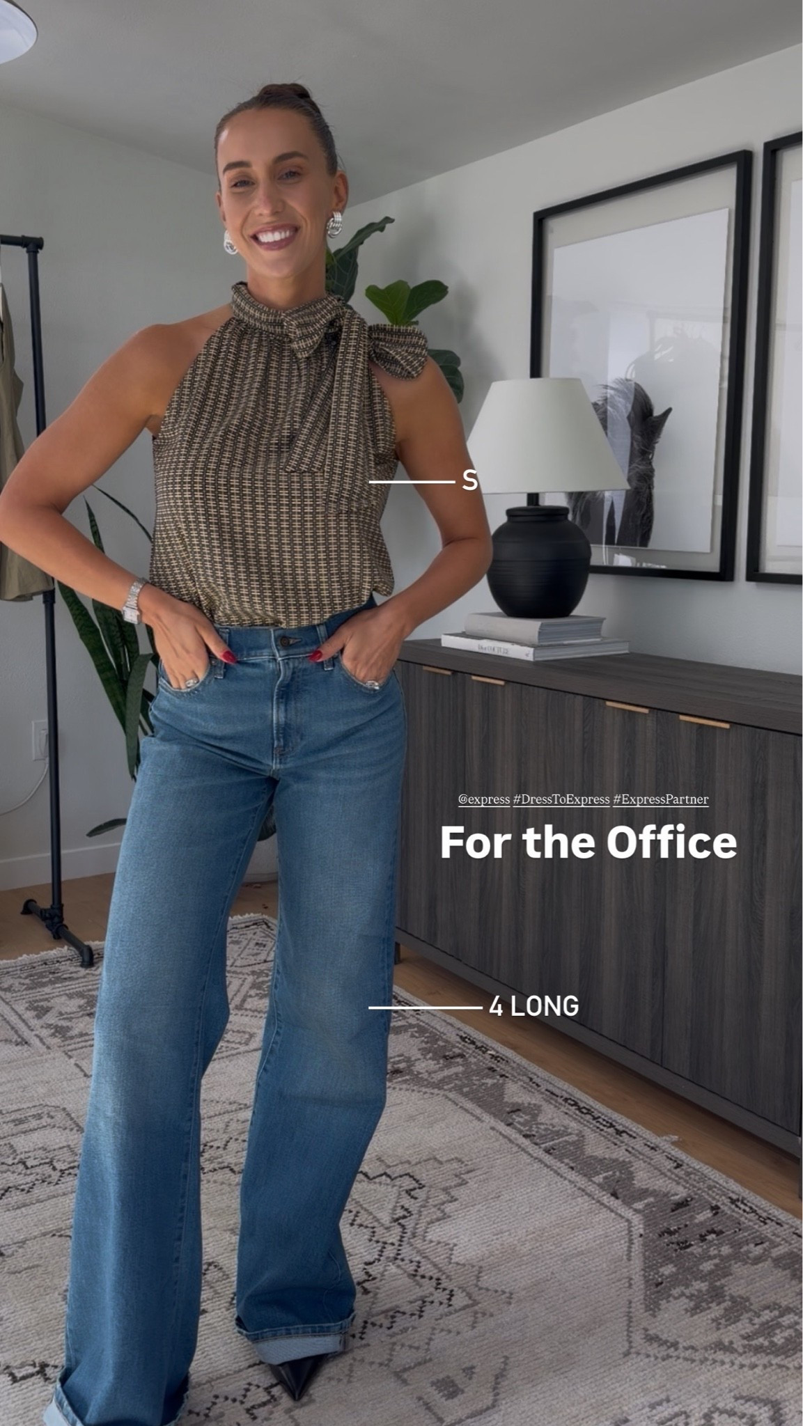 One pair of jeans (size 4 long), three ways — starting with the office. 

Printed mock neck halter (size small) does all the work, so you don’t need a blazer or jewelry!

@Express  #DressToExpress #ExpressPartner #liketkit

#LTKgrwm #LTKTall #LTKWorkwear